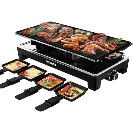 Cusimax 1500W Indoor Portable 2 in 1 Electric Raclette GrillBlack CMRG-300B